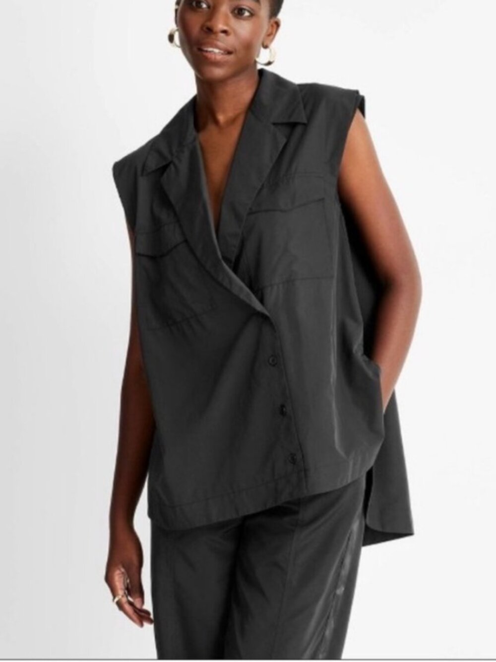 Future Collective Kahlana Barfield Brown ~ Black Nylon Sleeveless Top